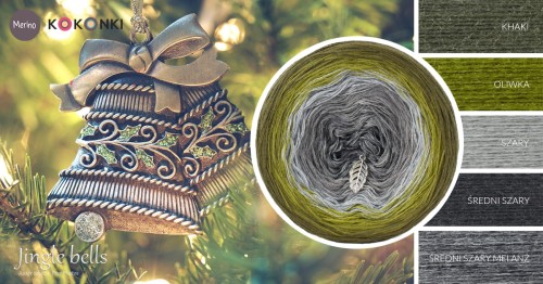 KOKONEK Merino 643 Jingle bells - Khaki/oliwka/szary/średni szary/średni szary melanż