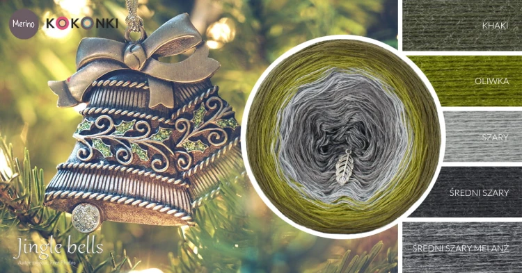 KOKONEK Merino 643 Jingle bells - Khaki/oliwka/szary/średni szary/średni szary melanż