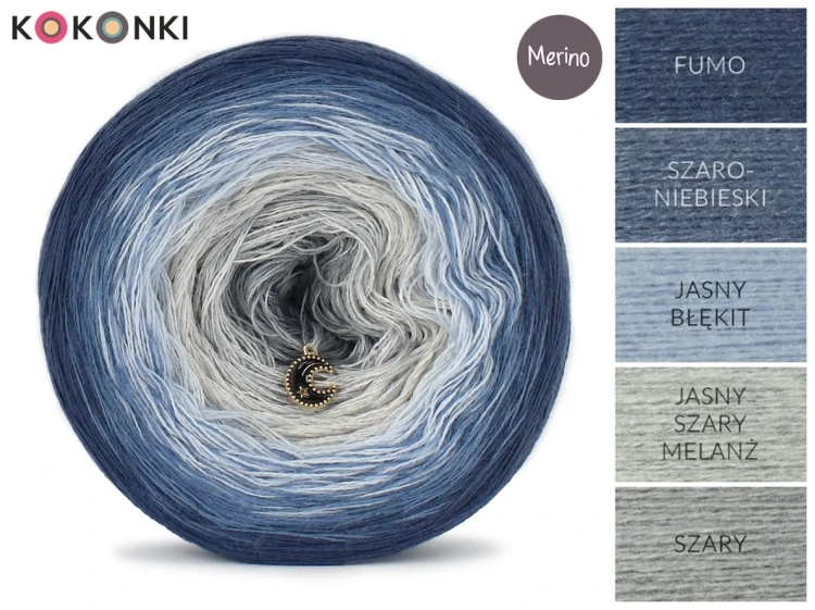 KOKONEK Merino 645 Sky is the limit - Fumo/szaroniebieski/jasny błękit/jasny szary melanż/szary