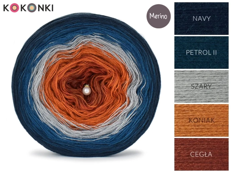 KOKONEK Merino 649 DIY - Navy/petrol II/szary/koniak/cegła