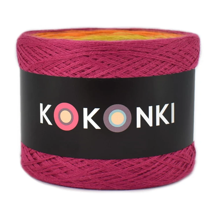 KOKONEK Merino 650 Party time - Fuksja/pomarańcz/złoty/zieleń/chaber