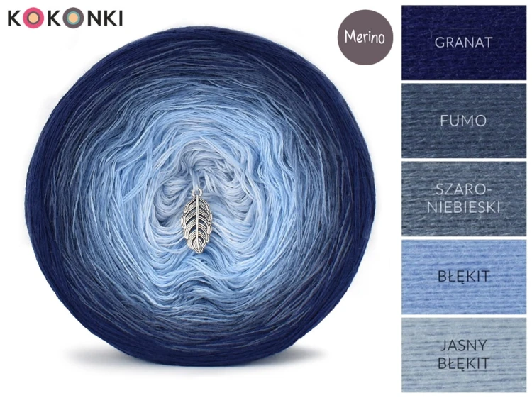 KOKONEK Merino 654 Winter touch - Granat/fumo/szaroniebieski/błękit/jasny błękit