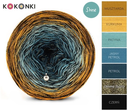KOKONEK Shine S064 Musztarda/kurkuma/patyna/jasny petrol/petrol + ciemne złoto/czerń