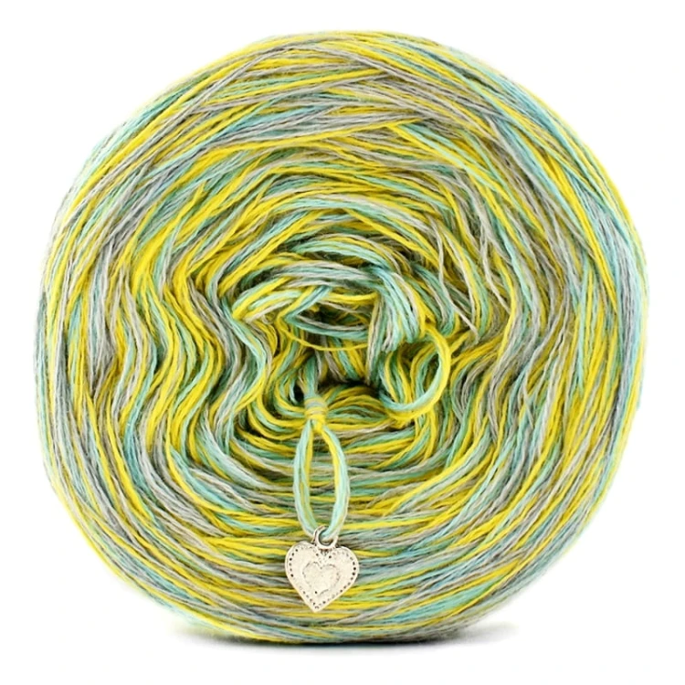 KOKONEK SIX S032 - Szary/intensywny żółty/patyna, 6 nitek, 250 m, 100 g