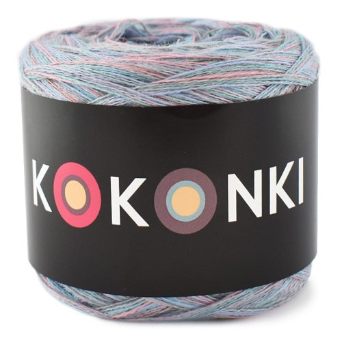 KOKONEK SIX S033 - 2Szary/1błękit/1patyna/1morela/1lawenda, 6 nitek, 250 m, 100 g