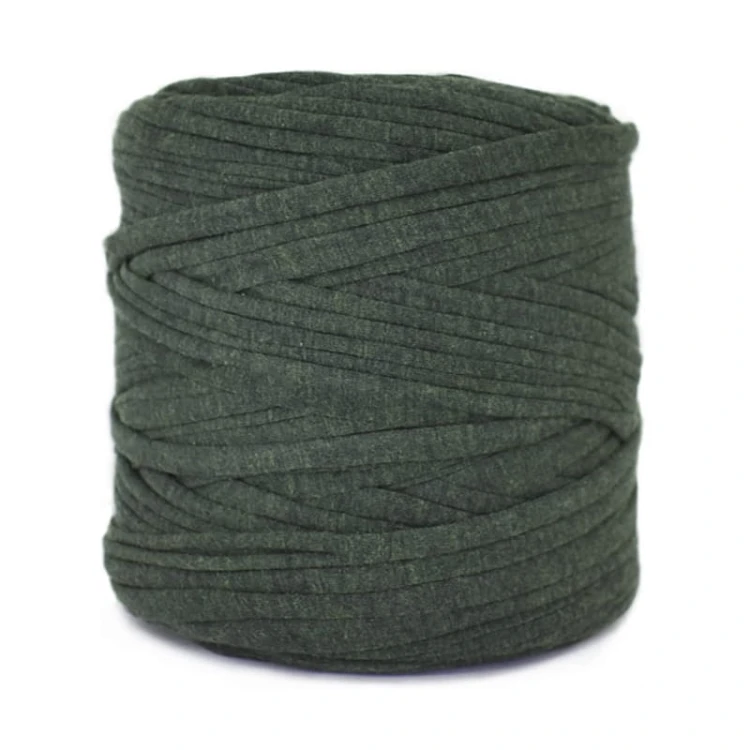 T-shirt Yarn Cotton Spaghetti - ciemna zieleń melanż