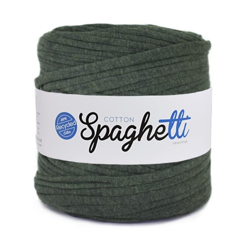 T-shirt Yarn Cotton Spaghetti - ciemna zieleń melanż