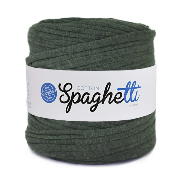 T-shirt Yarn Cotton Spaghetti - ciemna zieleń melanż