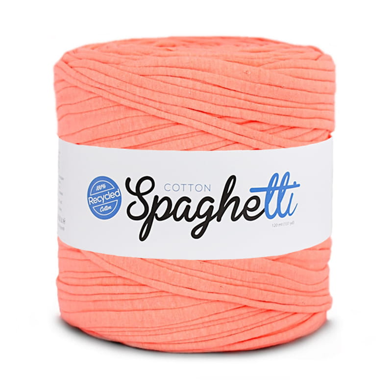 T-shirt Yarn Cotton Spaghetti - neonowa jasna morela