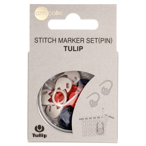 Znaczniki oczek Tulip / agrafka kolorowa + pudełko / 15 szt