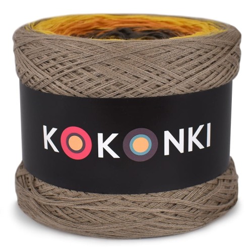 KOKONEK A163 Ciemny beż/kurkuma/koniak/brązowoszary/musztarda