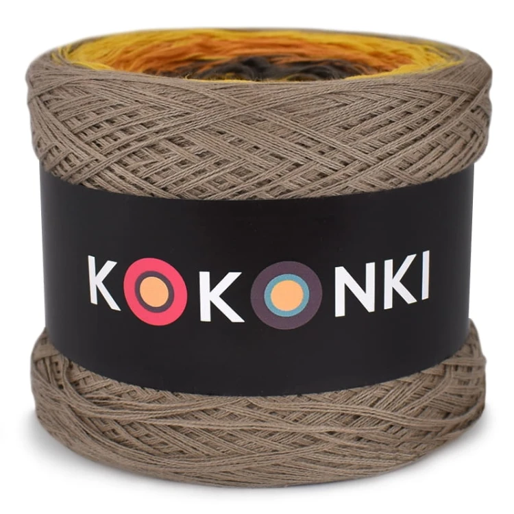 KOKONEK A163 Ciemny beż/kurkuma/koniak/brązowoszary/musztarda