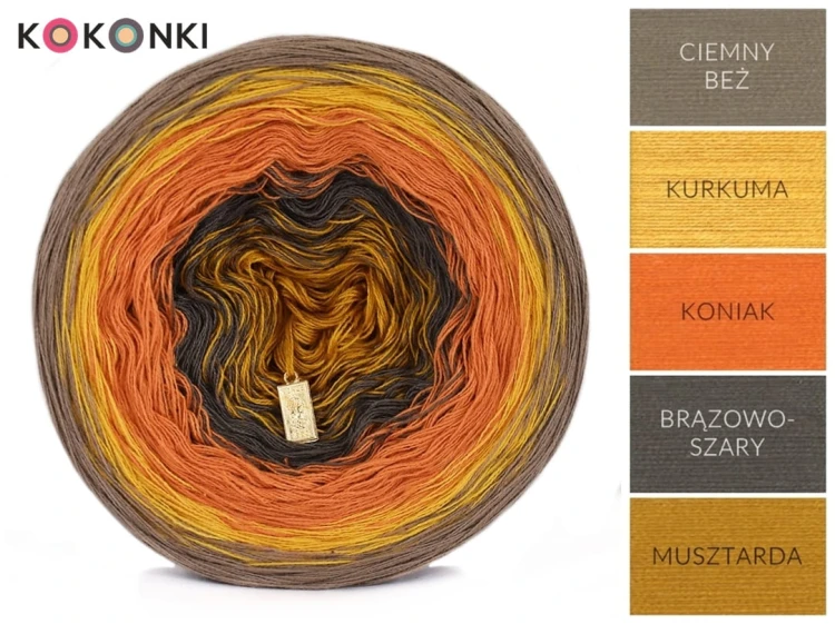 KOKONEK A163 Ciemny beż/kurkuma/koniak/brązowoszary/musztarda