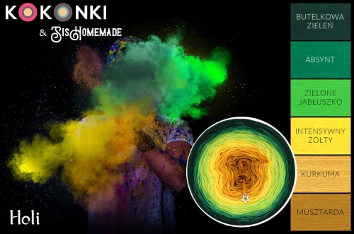 KOKONEK A212 Holi Butelkowa zieleń/absynt/zielone jabłuszko/intensywny żółty/kurkuma/musztarda