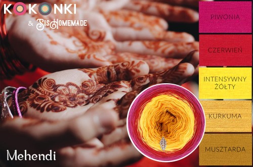 KOKONEK A219 Mehendi Piwonia/czerwień/intensywny żółty/kurkuma/musztarda