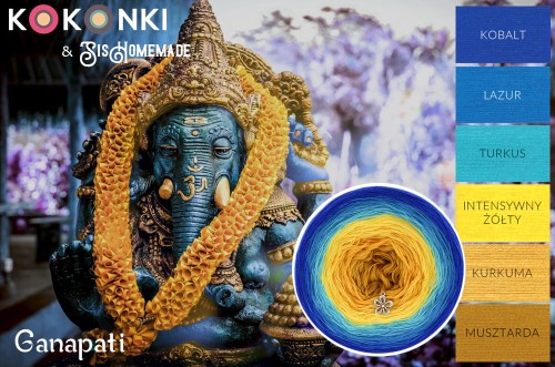 KOKONEK A202 Ganapati Kobalt/lazur/turkus/intensywny żółty/kurkuma/musztarda