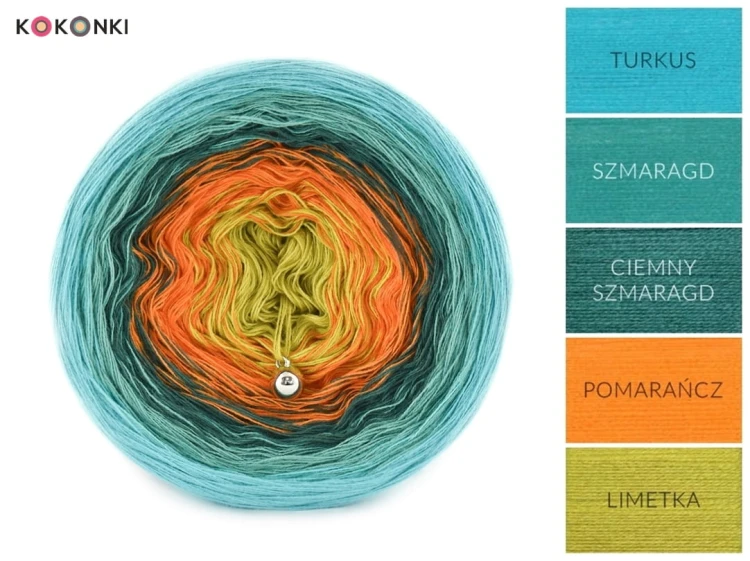 KOKONEK A958 Zimorodek II - Turkus/szmaragd/ciemny szmaragd/pomarańcz/limetka