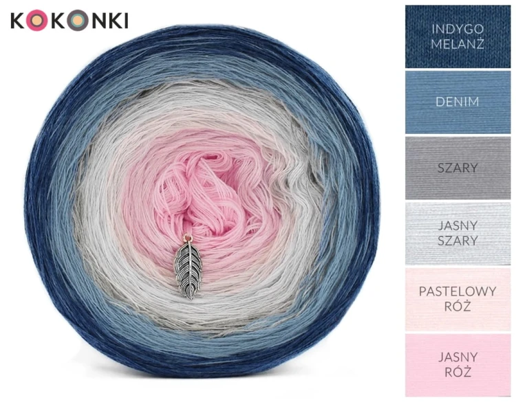 KOKONEK A439 Indygo melanż/denim/szary/jasny szary/pastelowy róż/jasny róż