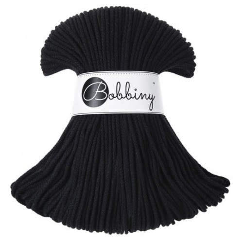 Sznurek pleciony bawełniany Bobbiny Junior / Czerń / Black / 3 mm / 100 m