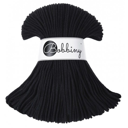 Sznurek pleciony bawełniany Bobbiny Junior / Czerń / Black / 3 mm / 100 m