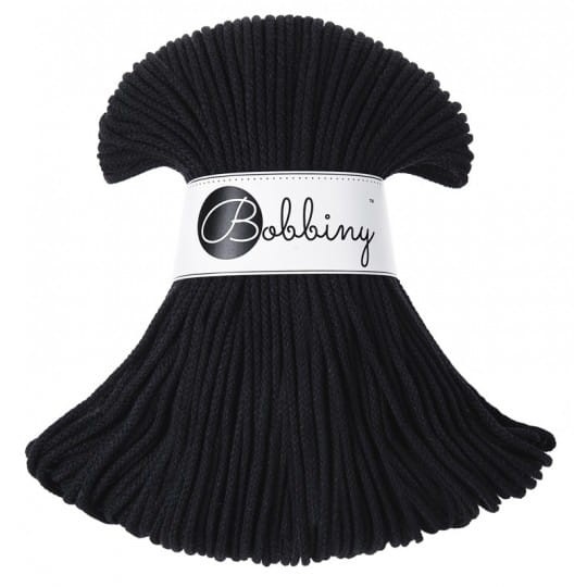 Sznurek pleciony bawełniany Bobbiny Junior / Czerń / Black / 3 mm / 100 m