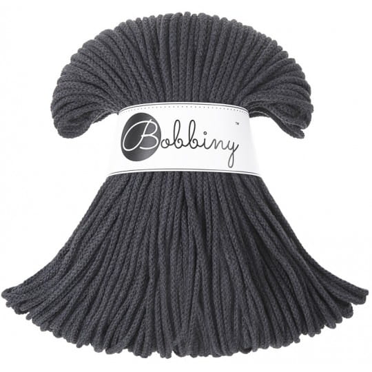 Sznurek pleciony bawełniany Bobbiny Junior / Grafit / Charcoal / 3 mm / 100 m