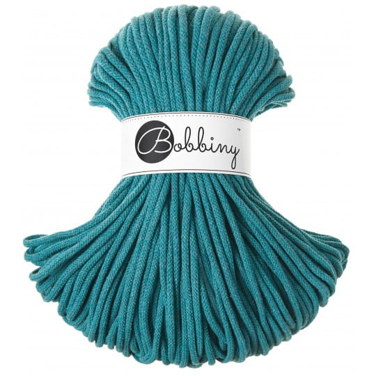Sznurek pleciony bawełniany Bobbiny Premium / Morski / Teal / 5 mm / 100 m
