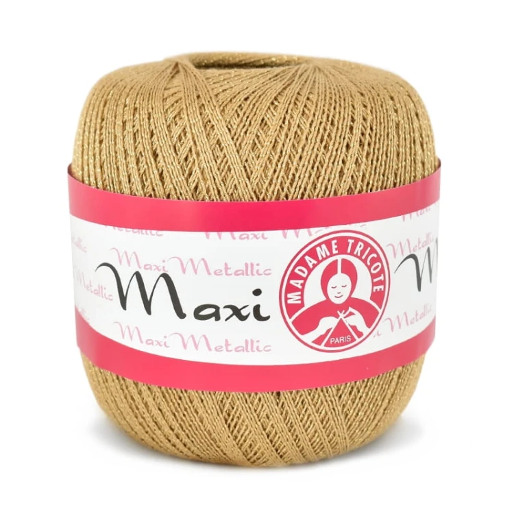 Kordonek Madame Tricote Paris Maxi Metallic 2950 / ciepły beż ze złotą nicią