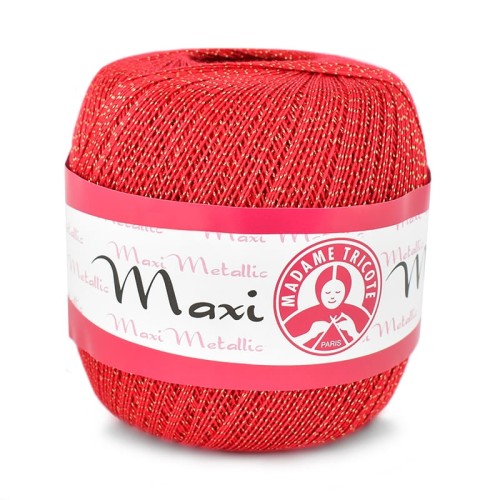 Kordonek Madame Tricote Paris Maxi Metallic 26328 czerwień ze złotą nicią
