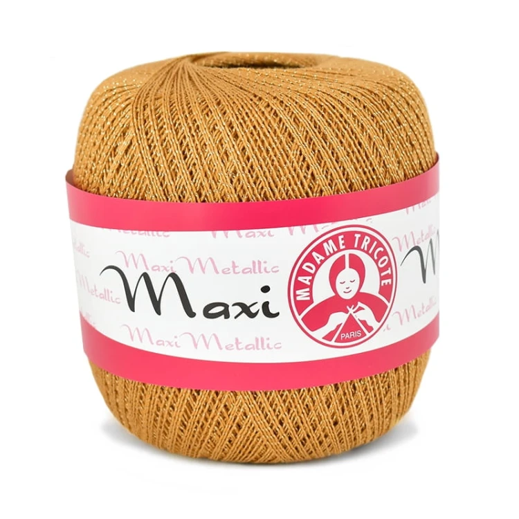 Kordonek Madame Tricote Paris Maxi Metallic 26351 / musztarda ze złotą nicią