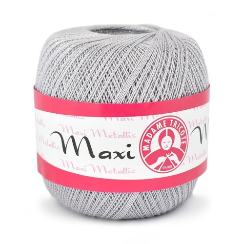 Kordonek Madame Tricote Paris Maxi Metallic 1367 / stalowy ze srebrną nicią
