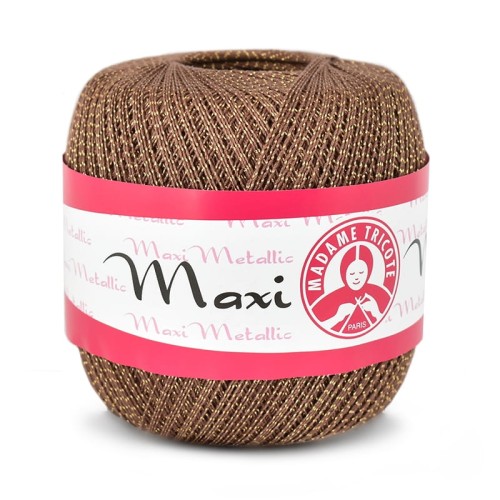 Kordonek Madame Tricote Paris Maxi Metallic 2655 / kakao ze złotą nicią