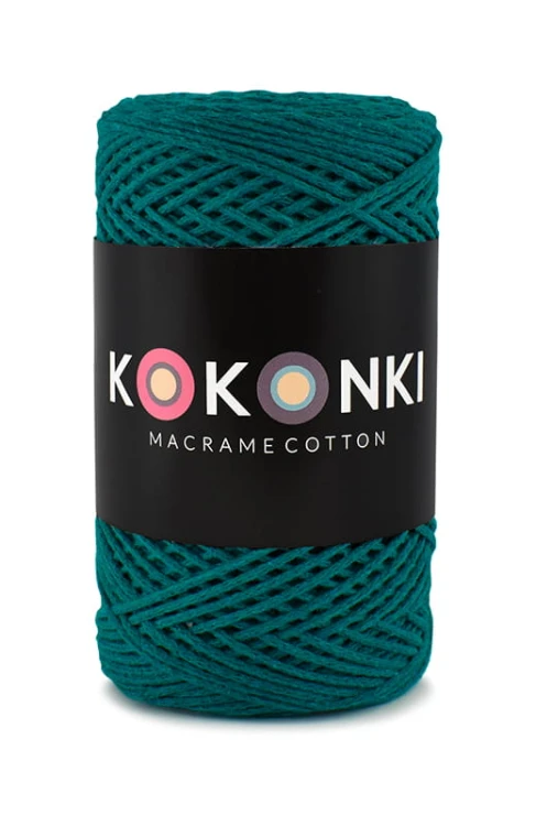 Sznurek Macrame Cotton by KOKONKI 2 mm / rolka 200 m / ciemny szmaragd (wiązany)