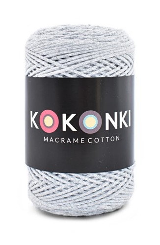 Sznurek Macrame Cotton by KOKONKI 2 mm / rolka 200 m / jasny szary (wiązany)
