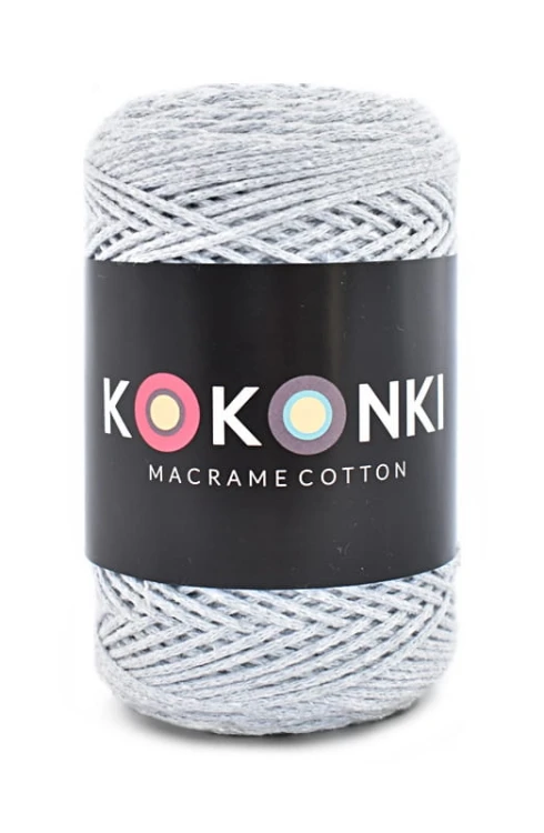 Sznurek Macrame Cotton by KOKONKI 2 mm / rolka 200 m / jasny szary (wiązany)