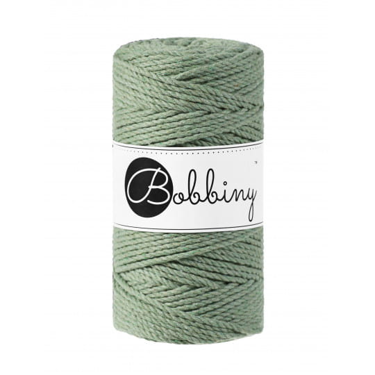 Sznurek skręcany 3-żyłowy bawełniany Bobbiny 3ply Macrame Rope / Szałwia / Eucalyptus / 3 mm / 100 m