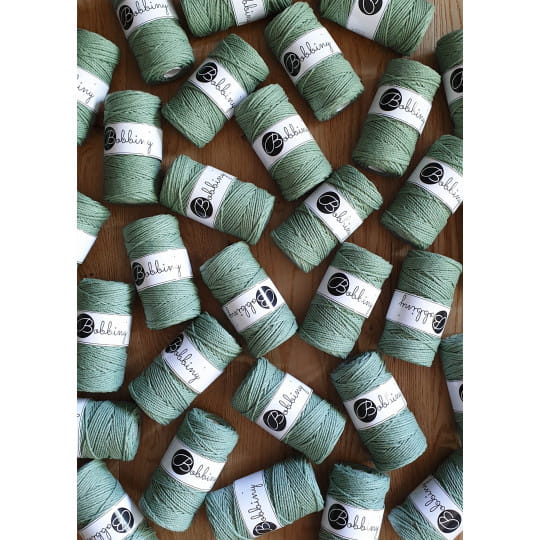 Sznurek skręcany 3-żyłowy bawełniany Bobbiny 3ply Macrame Rope / Szałwia / Eucalyptus / 3 mm / 100 m