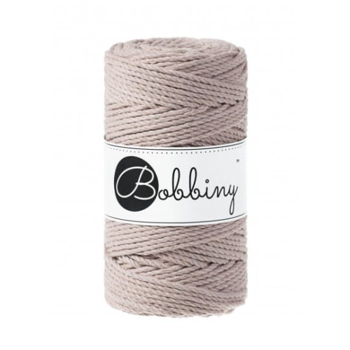 Sznurek skręcany 3-żyłowy bawełniany Bobbiny 3ply Macrame Rope / Perłowy / Pearl / 3 mm / 100 m