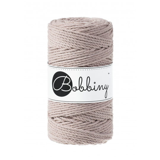 Sznurek skręcany 3-żyłowy bawełniany Bobbiny 3ply Macrame Rope / Perłowy / Pearl / 3 mm / 100 m