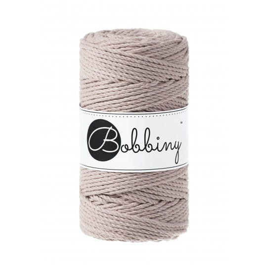 Sznurek skręcany 3-żyłowy bawełniany Bobbiny 3ply Macrame Rope / Perłowy / Pearl / 3 mm / 100 m