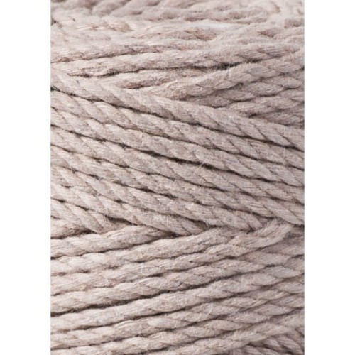 Sznurek skręcany 3-żyłowy bawełniany Bobbiny 3ply Macrame Rope / Perłowy / Pearl / 3 mm / 100 m