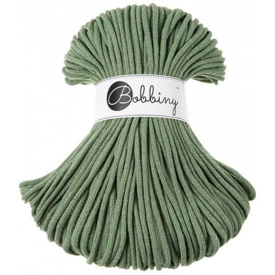 Sznurek pleciony bawełniany Bobbiny Premium / Szałwia / Eucalyptus Green / 5 mm / 100 m