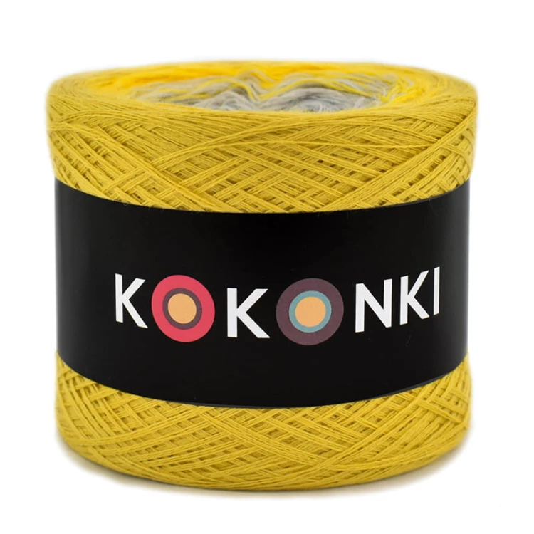 KOKONEK Merino 656 - Złoty/intensywny żółty/jasny szary/szary