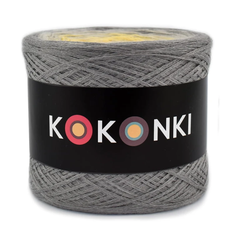 KOKONEK Merino 658 - Średni szary/jasny szary/żółty/kurkuma