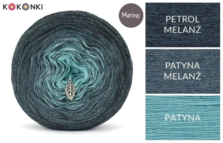 KOKONEK Merino 661 - Petrol melanż/patyna melanż/patyna
