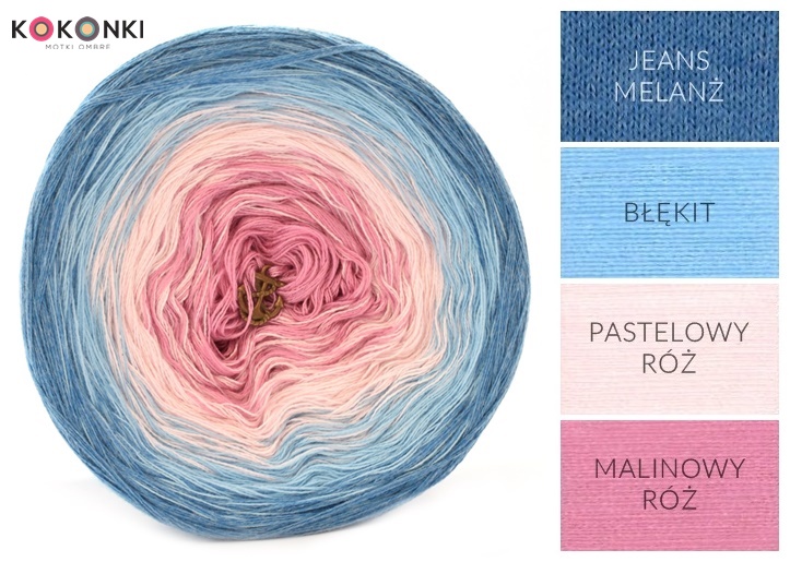 KOKONEK Jeans/błękit/pastelowy róż/malinowy róż