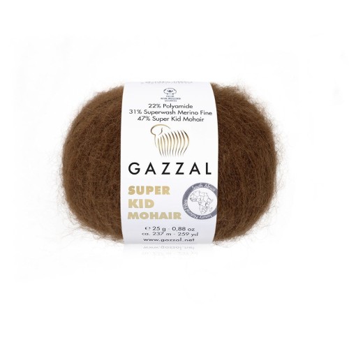 Włóczka Gazzal Super Kid Mohair 64400 / ciepły brąz