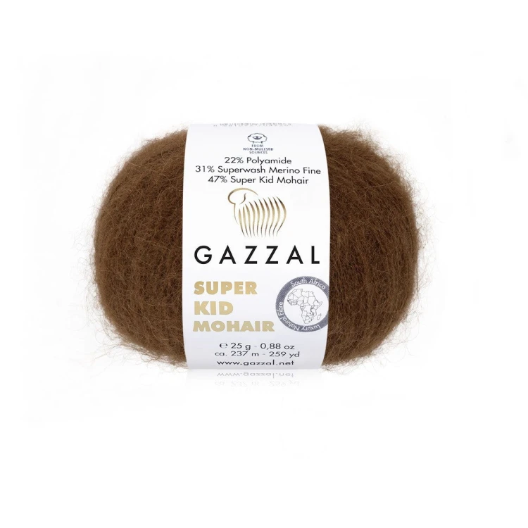 Włóczka Gazzal Super Kid Mohair 64400 / ciepły brąz
