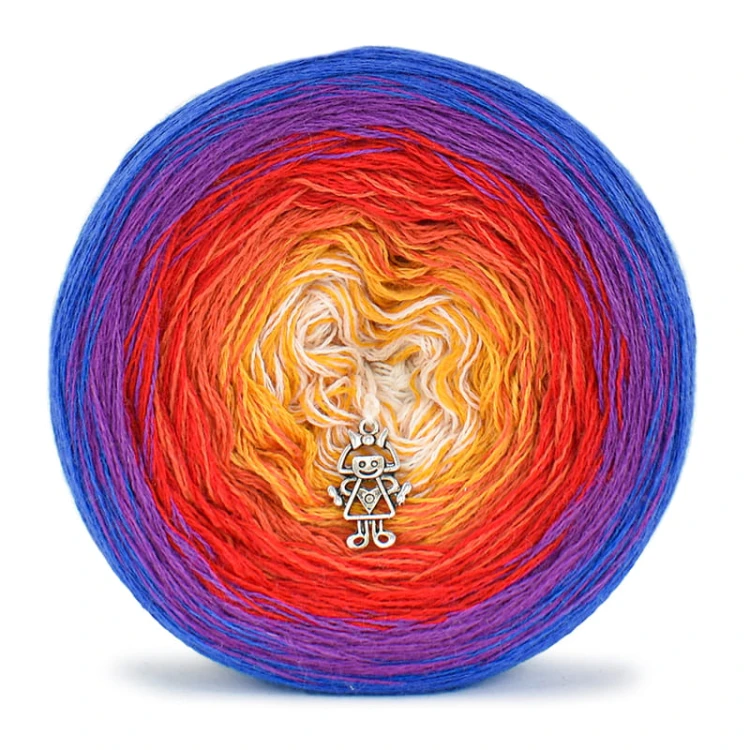 KOKONEK Merino 664 - Szafir/ciemny cyklamen/czerwień/rudy/kurkuma/krem