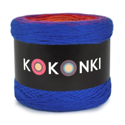 KOKONEK Merino 664 - Szafir/ciemny cyklamen/czerwień/rudy/kurkuma/krem